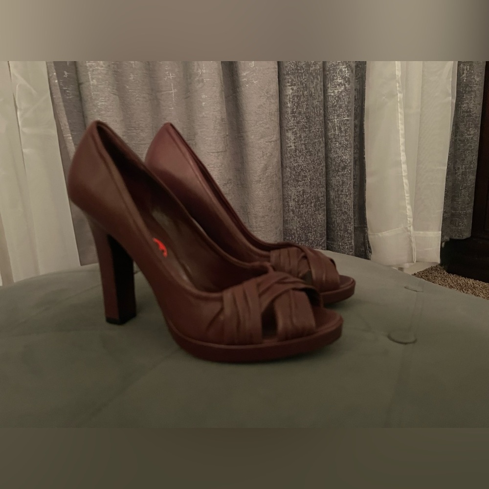 Cole Haan Tonya Nappa Leather Open Toe Platform Heel Pumps